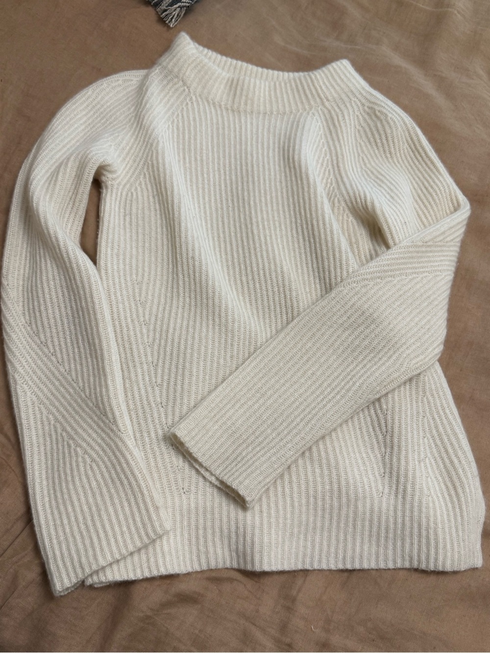 Ann Taylor Cashmere Cozy Cream Ribbed Women's Sweater - Picture 1 of 12